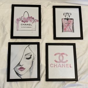 CHANEL Pink and Black Art & Decals Wall Decor